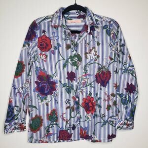 Vilagallo| Floral Pinstripe Button Down Shirt
